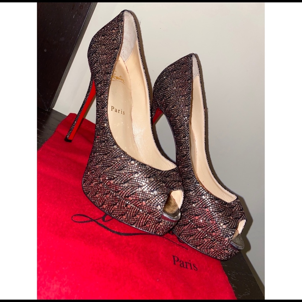 Christian Louboutin Fetish Peep 130 Glitter